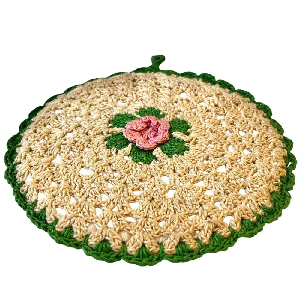 Potholder Hot Pad Hand Crochet Granny Chic Vintage Lot of 3 Small